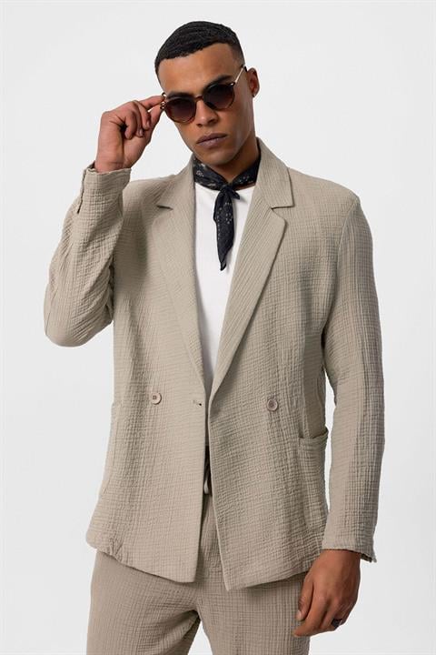 Double-Breasted Unlined Men's Blazer Jacket