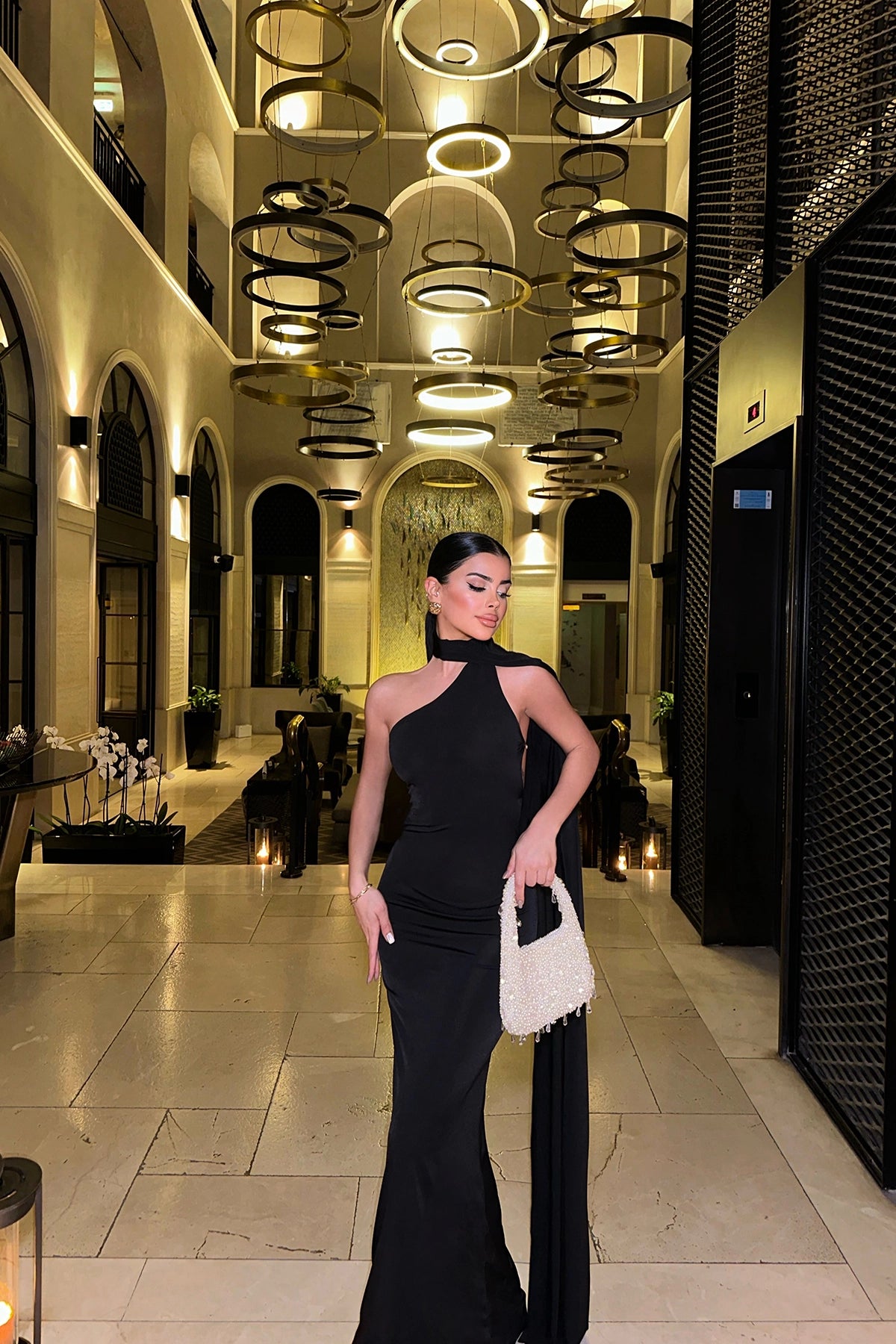 Black Back Detail Long Dress