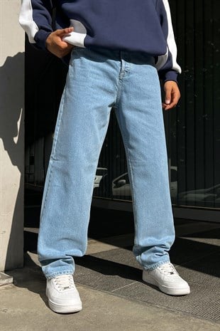 Jean baggy bleu glacier basique