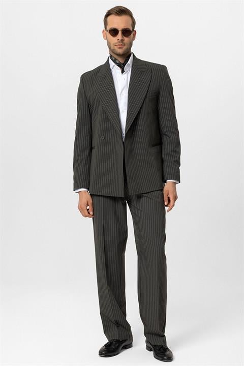 Double-Breasted Closure Striped Men's Blazer Jacket
