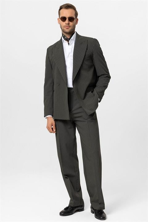 Double-Breasted Closure Striped Men's Blazer Jacket