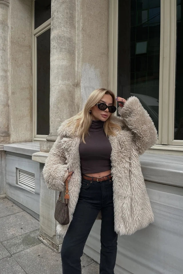 Cream Plush Coat