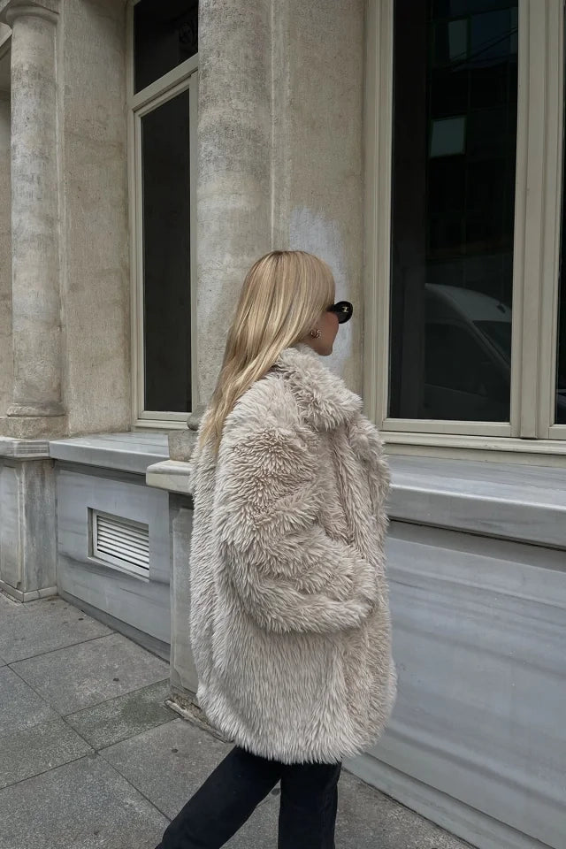 Cream Plush Coat
