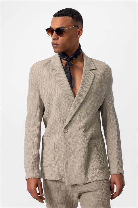 Double-Breasted Unlined Men's Blazer Jacket
