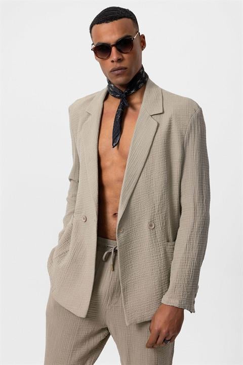 Double-Breasted Unlined Men's Blazer Jacket