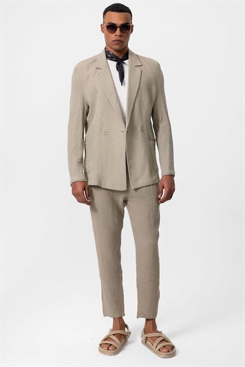 Double-Breasted Unlined Men's Blazer Jacket