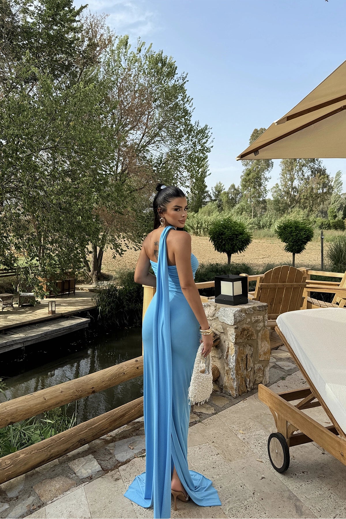 Blue Strapless Dress