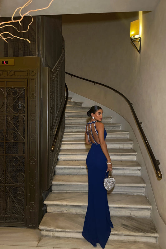Saks Pearl Detail Long Dress