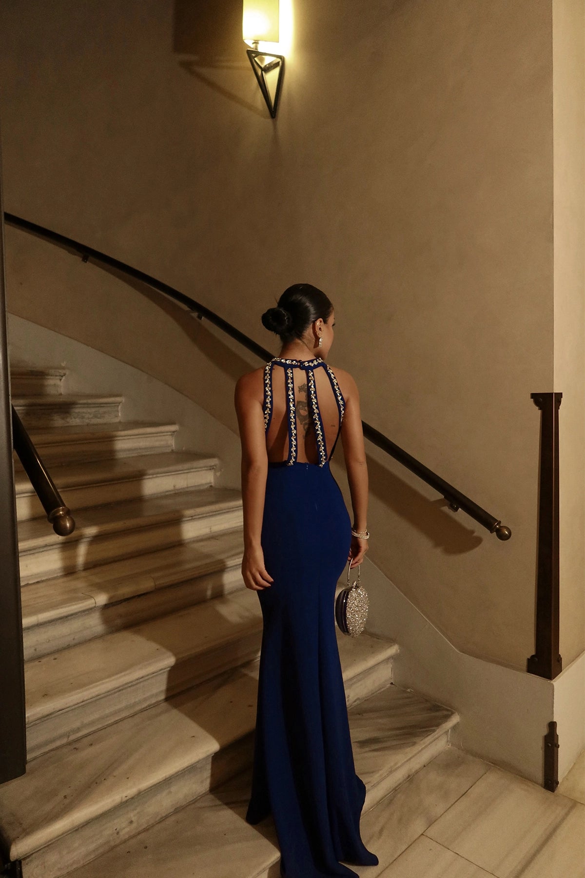 Saks Pearl Detail Long Dress