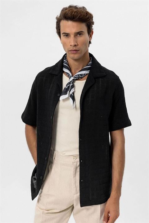 Chemise homme en tricot à col Apache