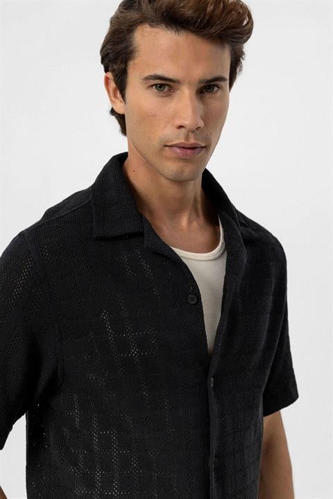 Apache Collar Square Knitted Men's Shirt