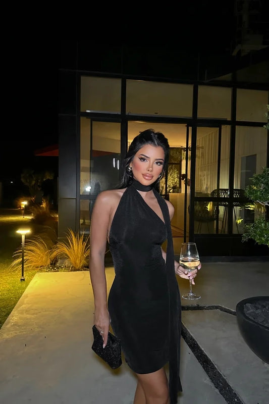 Black Back Detail Mini Dress
