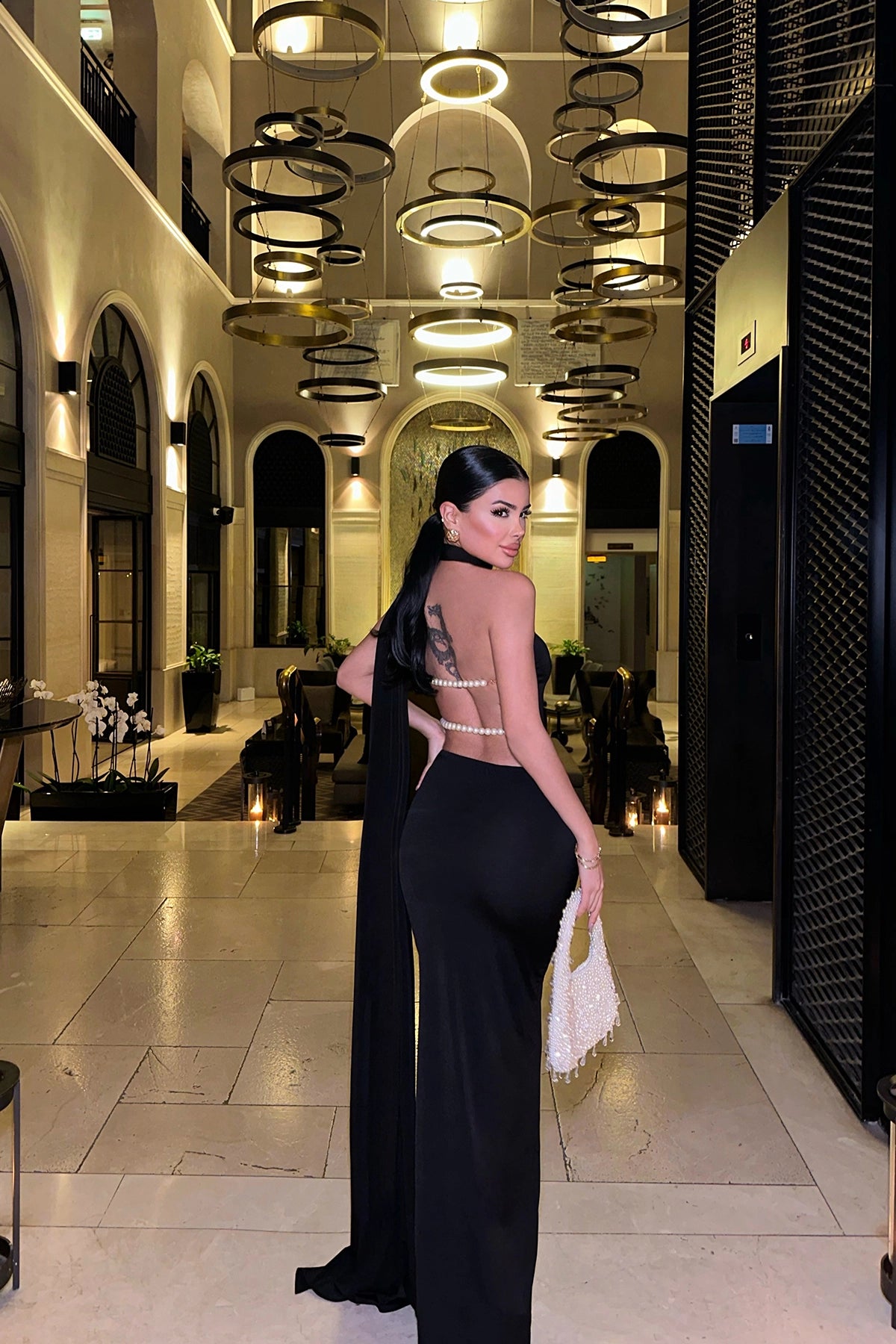 Black Back Detail Long Dress