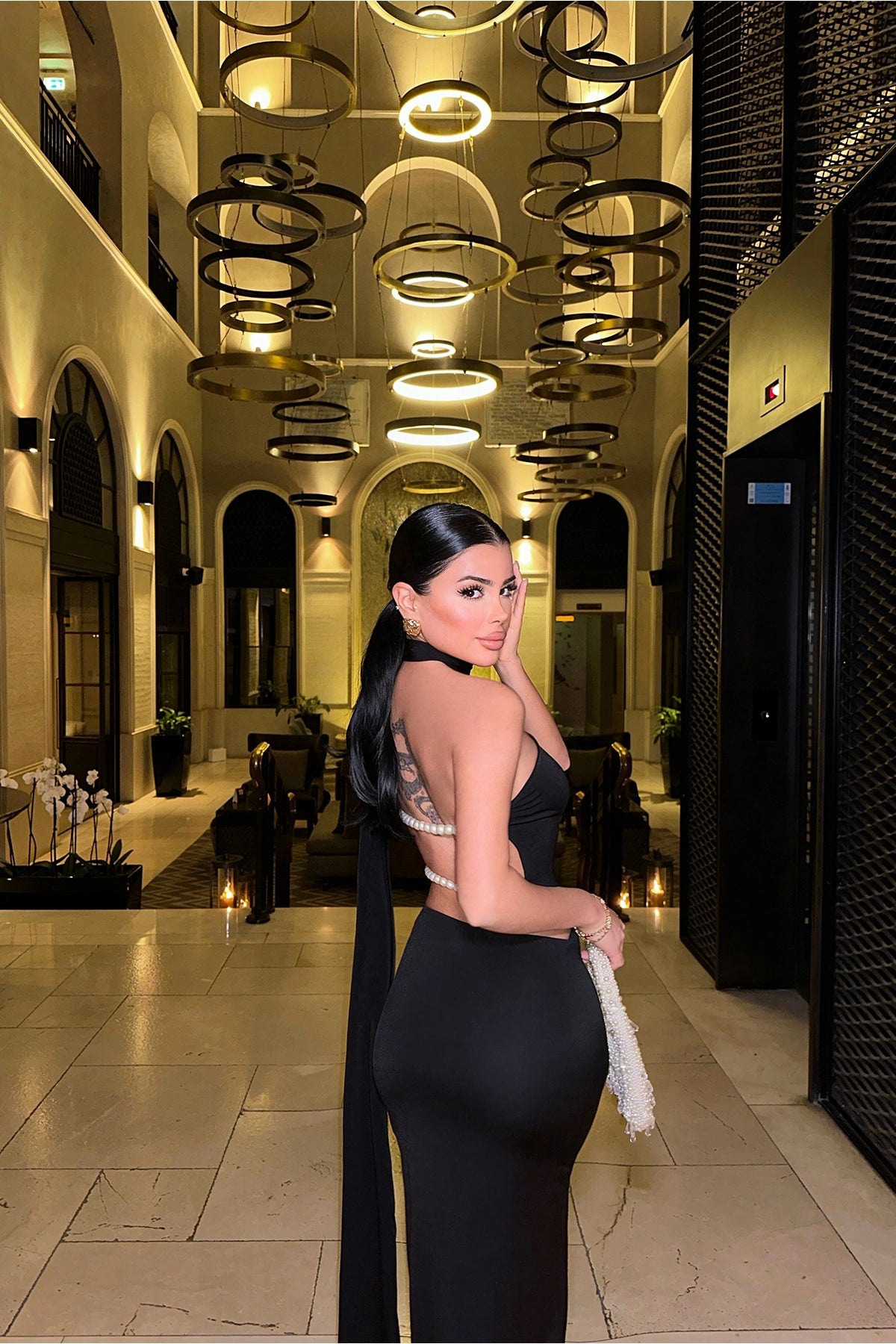 Black Back Detail Long Dress